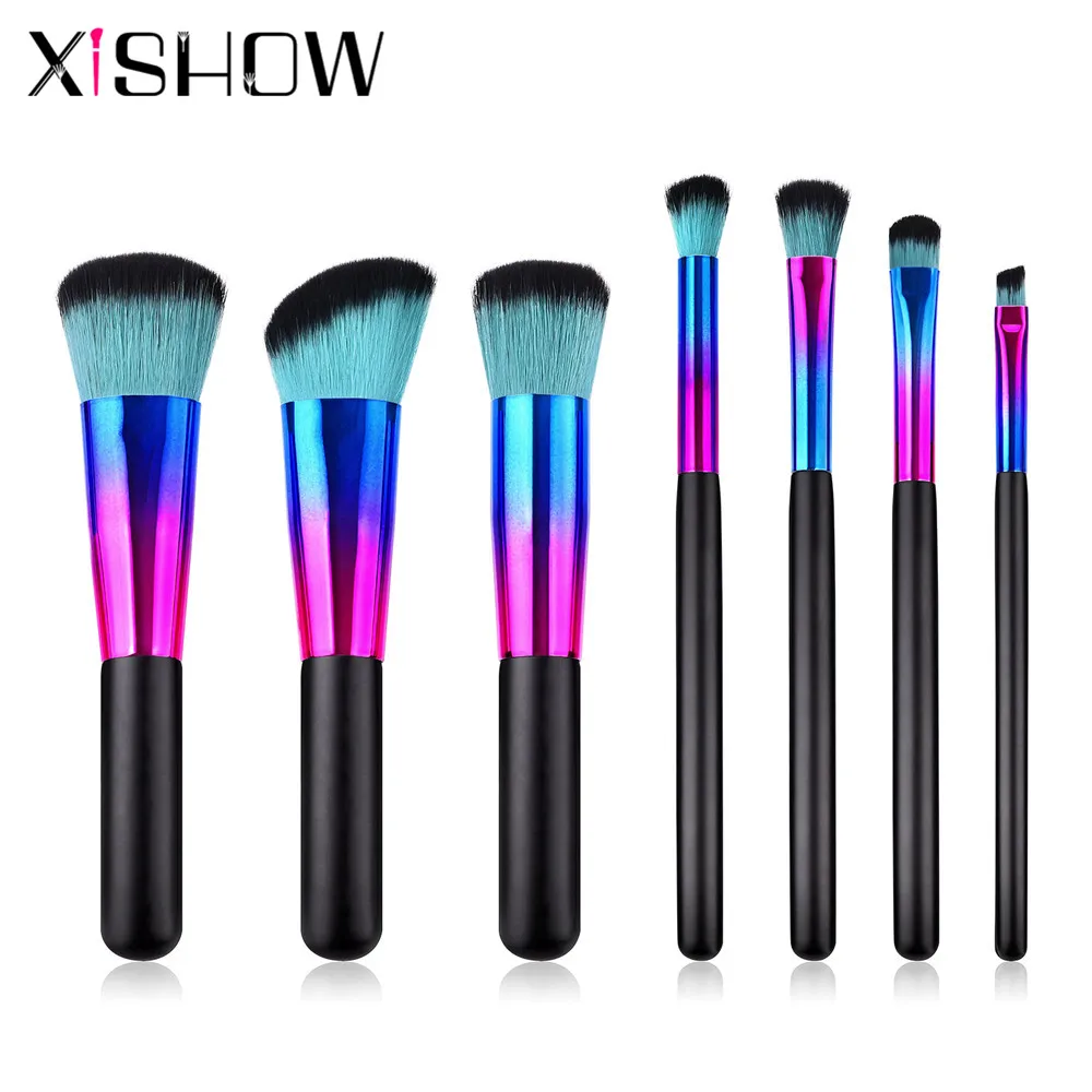 

Cool Makeup Brush Set 7pcs Flat Powder Highlighter Concealer Brushes Eyeshadow Eyebrow Make Up Brushes Kit Cosmetics for Face