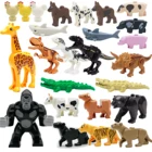 Классические строительные блоки, фигурка животного, Акула, крокодил, динозавр, леопард, рыба, зоопарк орангутан, кирпичи, городская модель, игры, игрушки для детей