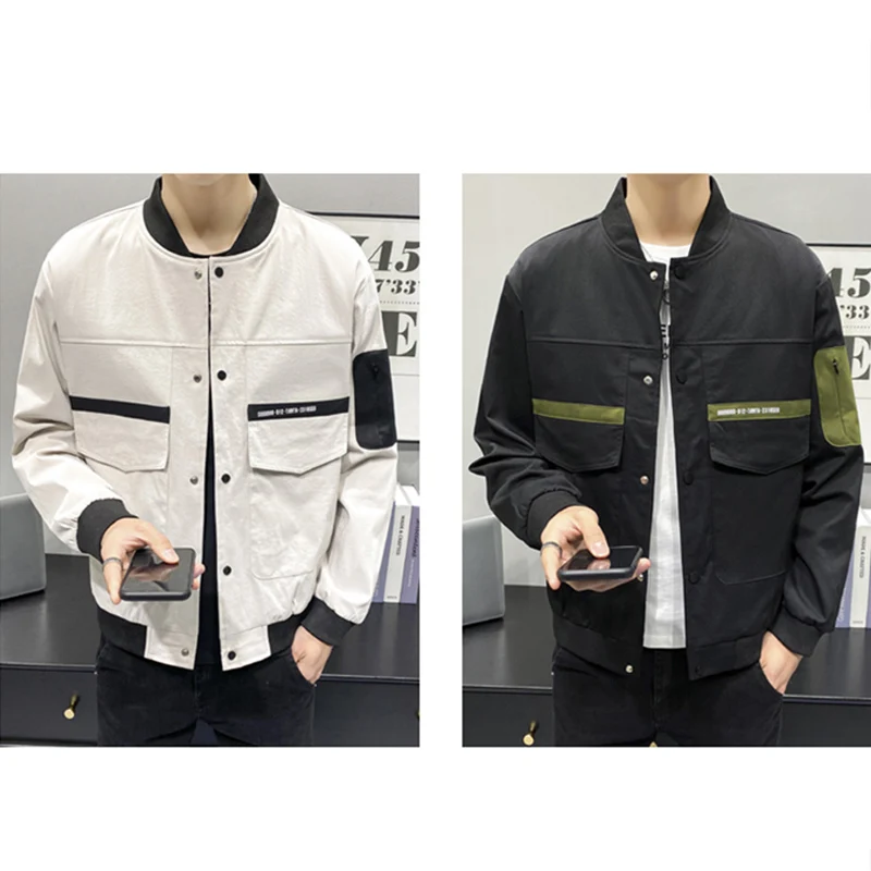 

2021 Spring and Autumn New Men's Fashion Jacket Jacket Trend Large Size Casual Color Jacket Casual Street Clothing Jacket Male
