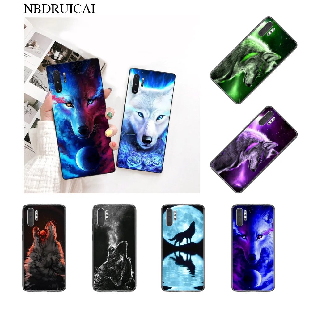 

NBDRUICAI Colorful wolf art Hot Black Soft Shell Phone Case Capa for Samsung Note 3 4 5 7 8 9 10 pro M10 20 30