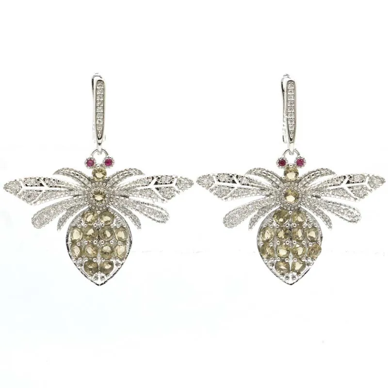 Женские серебряные серьги с дымчатым топазом в форме паука 43x38 мм | Украшения и