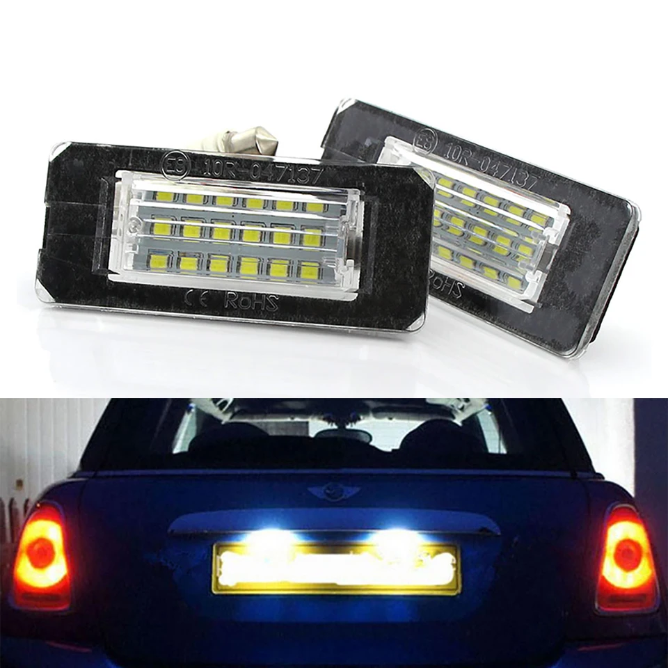 AOSHIKE 2 шт. белый 18SMD Автомобильный светодиодный светильник для номерного знака с бусинами для Mini Cooper R56 R57 R58 R59 автомобильный светильник без ошибок