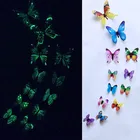 12 шт. подсветкой крылья бабочки, настенные Стикеры для спальни домашний декор 3D светятся в темноте Стикеры Обои Декорации для комнаты Аксессуары