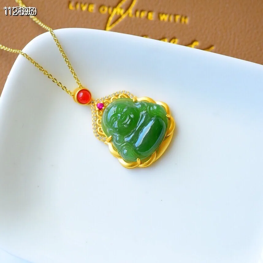 Женское винтажное ожерелье из серебра 925 пробы с нефритом