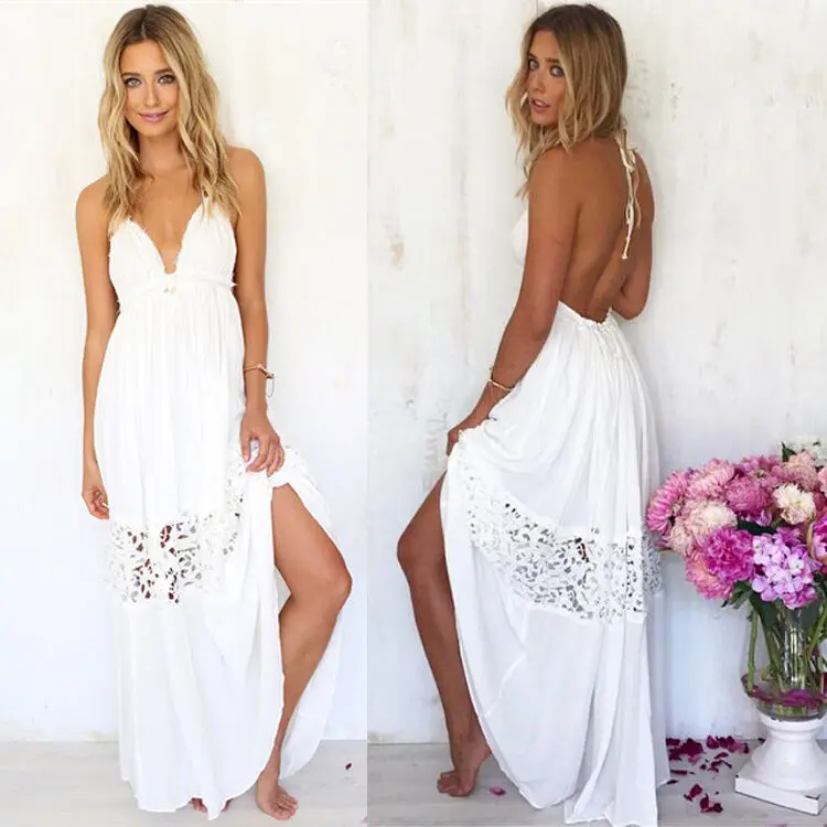 Горячее сексуальное Белое Женское летнее кружевное коктейльное вечернее