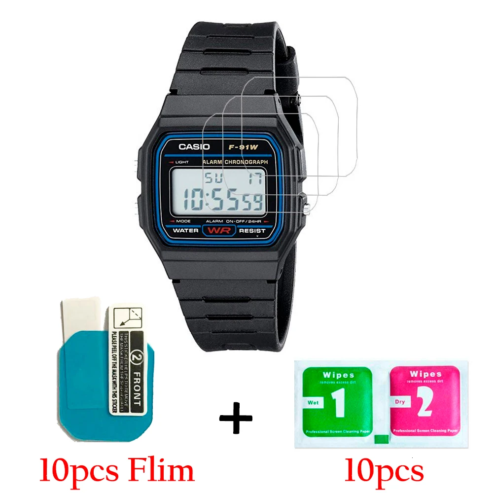 10 упаковок для Casio Мужская классическая F91W-1 нано Взрывозащищенная защитная пленка для экрана F91W-1 HD анти-шок умные часы ЖК-пленка