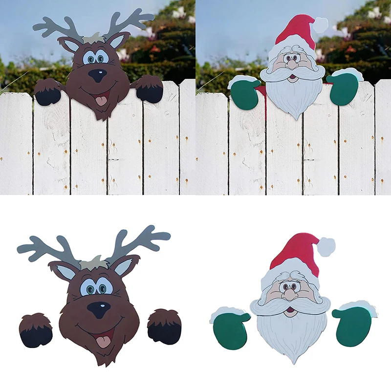 

Christmas theme fence garden top decoration Santa's elk ornaments lawn garden ornaments