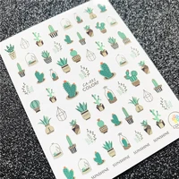 ca series cactus and leaves series 3d back glue self adhesive nail art nail sticker decoration tool sliders for nail decals