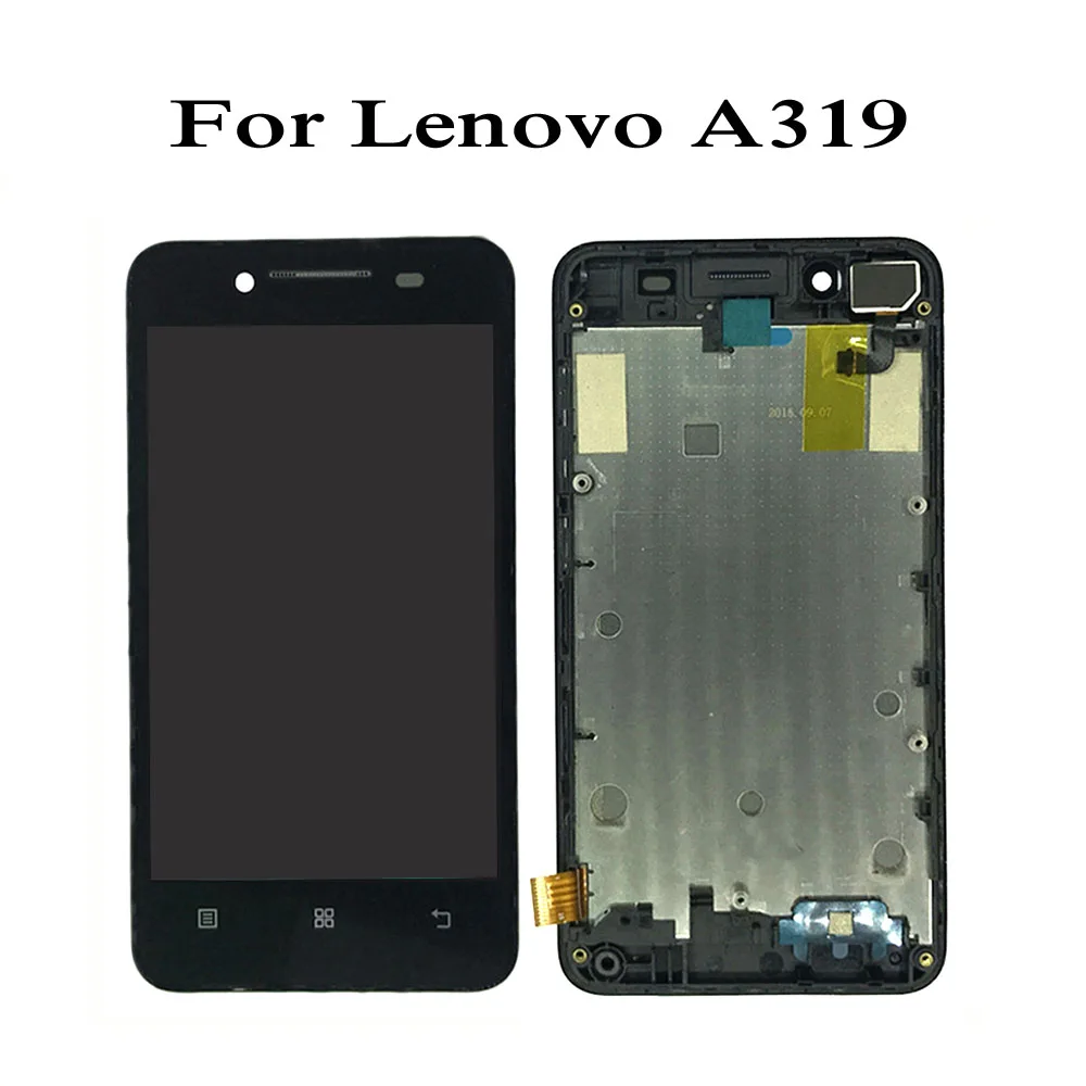 Для lenovo A319 ЖК-дисплей кодирующий преобразователь сенсорного экрана в сборе Замена с рамкой - Цвет: Black With Frame
