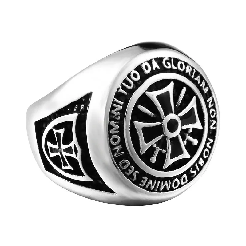 

Vintage Classic Templar Cross Ring Men's Personality Punk Rock Party Jewelry