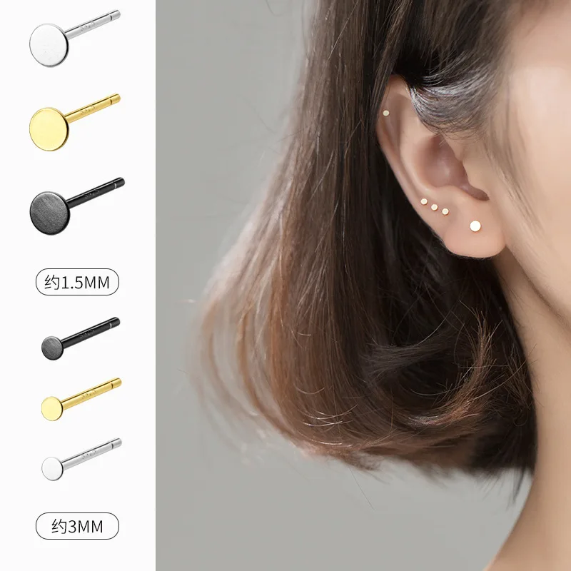 Женские серьги-гвоздики из серебра 2020 пробы золотого и черного цвета | Украшения