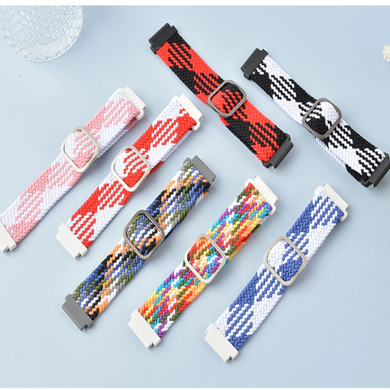 20mm 22mm watch Band for Samsung Galaxy watch 4 classic/active 2/3 46mm 42mm/Adjustable Braided Solo Loop Huawei GT 2 Pro /2e