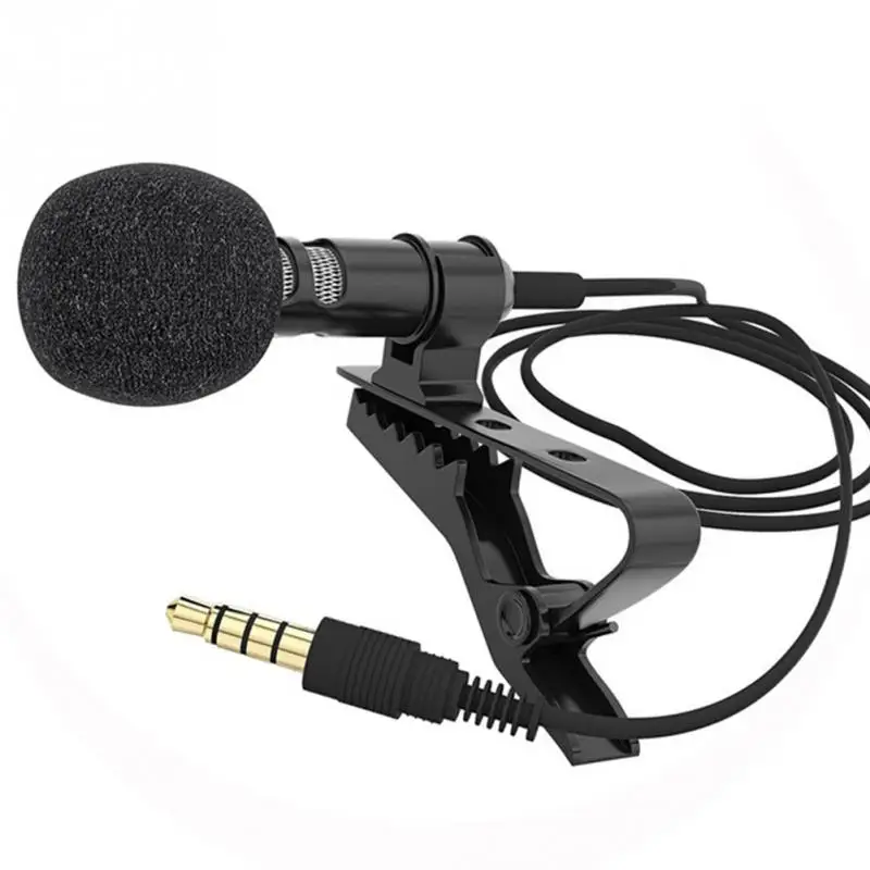 

External 3.5mm Hands-Free Wired Lapel Clip Microphone Lavalier Microphone Tie For Smartphone PC Recording Speaker