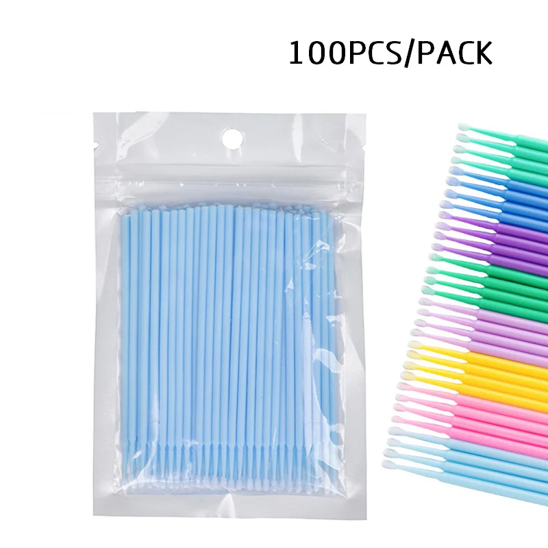 

100pcs/bag Disposable Microbrush Eyelashes Extension Individual Lash Removing Swab Micro Brush for Eyelash Extension Tools Size