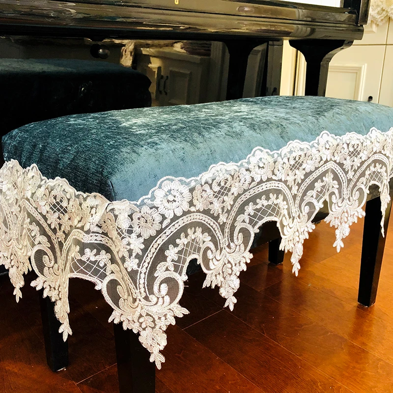

Lace Piano Cover Half Cover American Piano Cover Towel Stool Set Fabric Piano Decorative Dust Towel