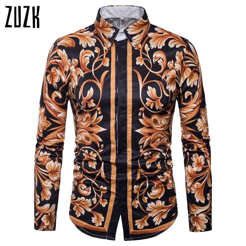 Брендовые мужские роскошные нарядные рубашки с цветочным принтом Chemise Homme