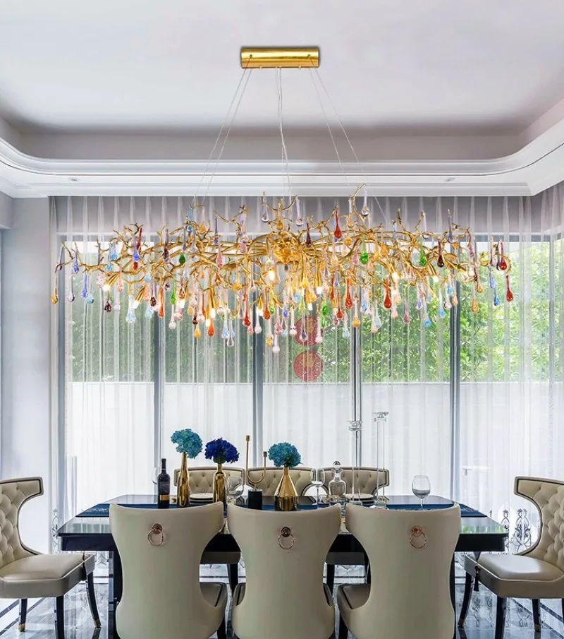 

Villa Crystal Chandelier Living Room Crystal Lamp Tree Branch Postmodern Light Luxury Chandelier Lighting Included Lamp Shade