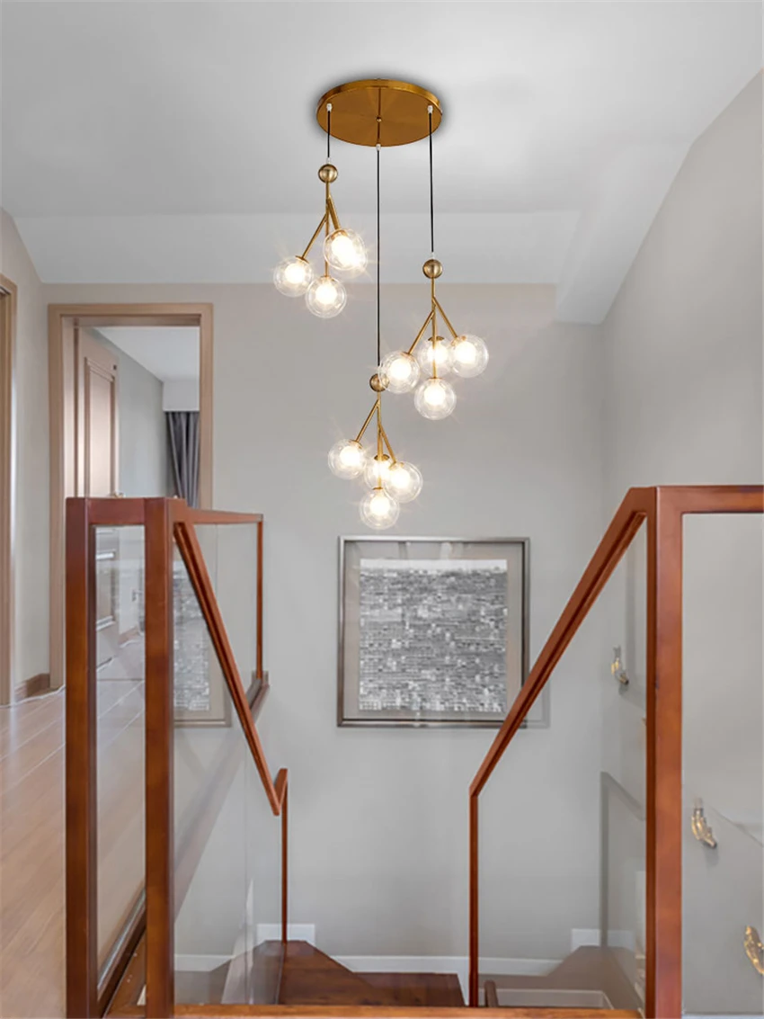 Скандинавские стеклянные люстры с пузырчатым шариком Длинные светильники