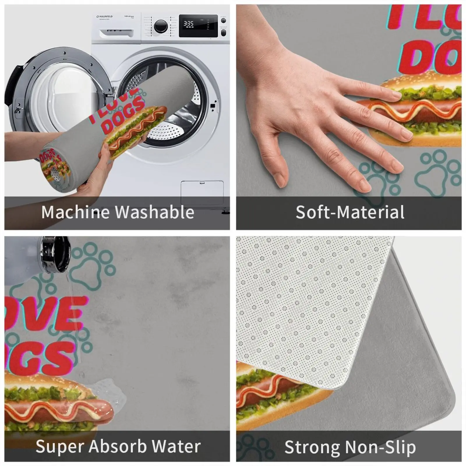 Коврик-Подушка Я люблю кожу мягкий коврик с изображением хот-догов Чили-собак