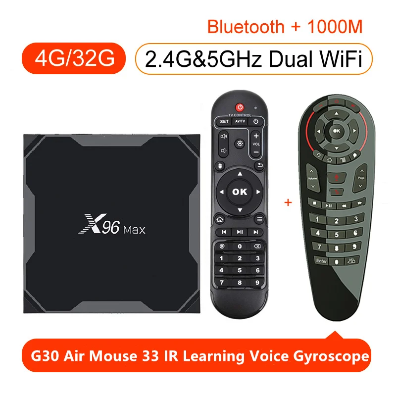 X96 MAX Android 9,0 tv box 4 Гб ram 64 Гб rom потоковый медиаплеер голосовой пульт дистанционного управления S905X2 2,4G 5,8G двойной WiFi 4K tv box - Цвет: 4G32G G30