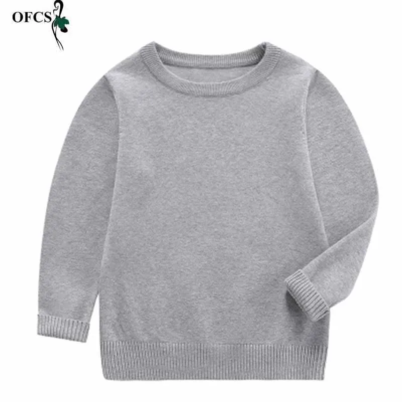 OFCS New Boy Fall Solid Color Render Unlined Upper Garment Of Cotton Girls Turtleneck Collar Sweater Joker Children's Sweaters | Детская