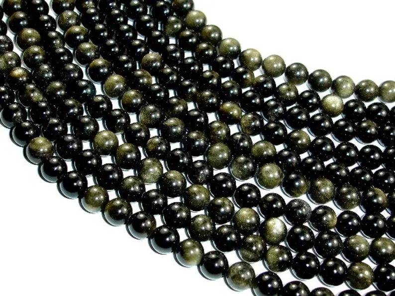 

Wholesale Genuine Golden Obsidian 4mm 6mm 8mm 10mm12mm Round Gem Stone Loose Beads for jewelry,1 of 15" strand