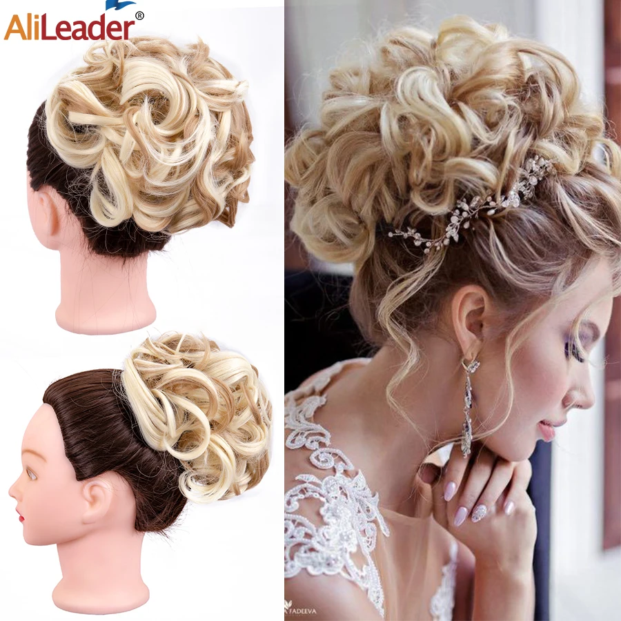 

Alileader Cheap Chignon Hair Buns Fluffy Messy Bun Hair Pieces For White Women Synthetic Elastic Large Comb Clip Hair Bun Wig