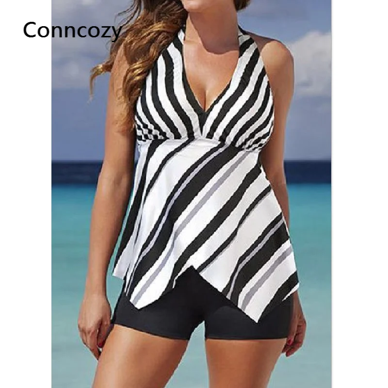 

Plus Size Swimsuit Women's Black and White Twill Swimsuit Plus Size Bikini Swimming Suit for Women Swim Shorts Set Bikinis Set