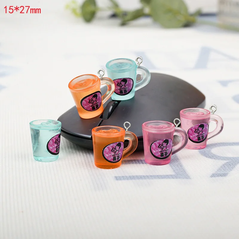 

10Pcs Resin Heytea Cup Charms For Bracelets Necklace Earring Jewelry Making DIY Craft Pendants Handmade Dollhouse Accessories
