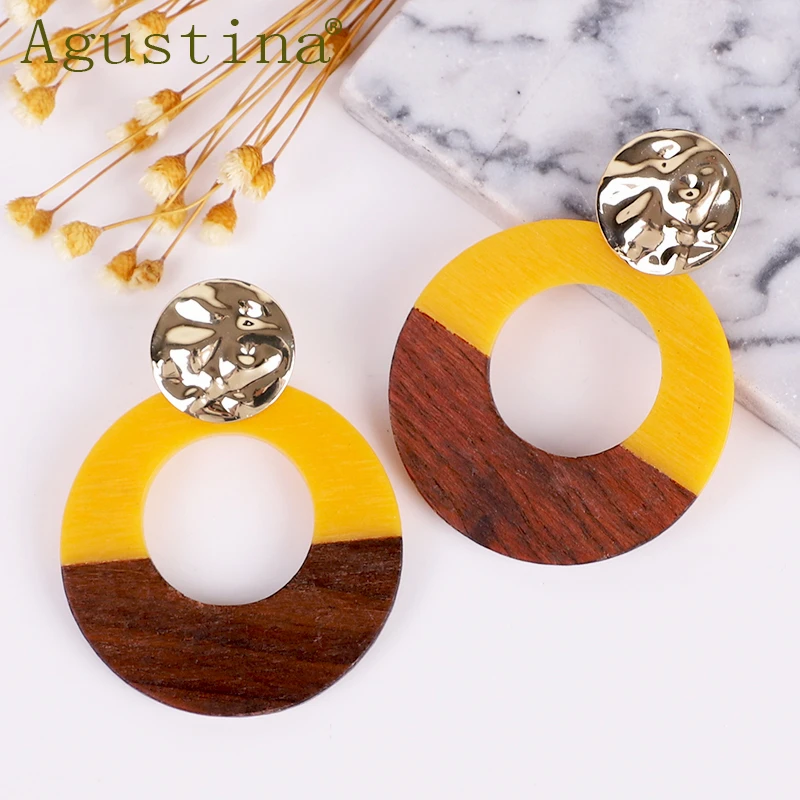 Женские Висячие серьги из смолы и дерева ювелирные изделия новые синие модные