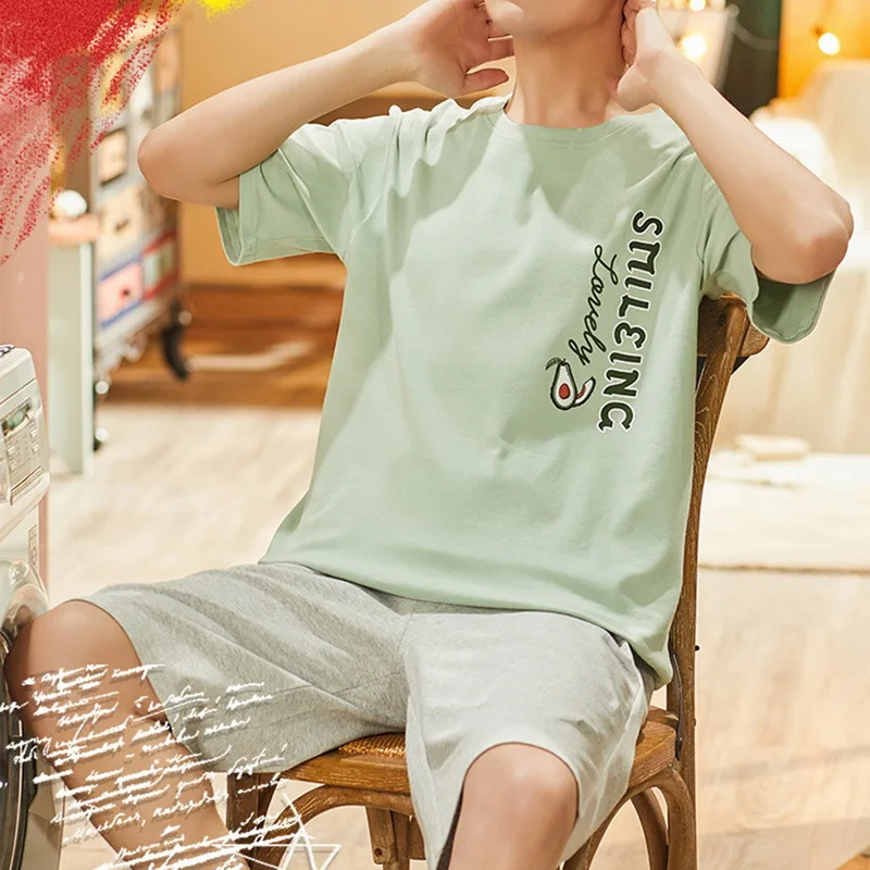 

Пижамный комплект мужской с шортами и коротким рукавом, тонкий хлопковый комплект для дома, одежда для сна, разные стили