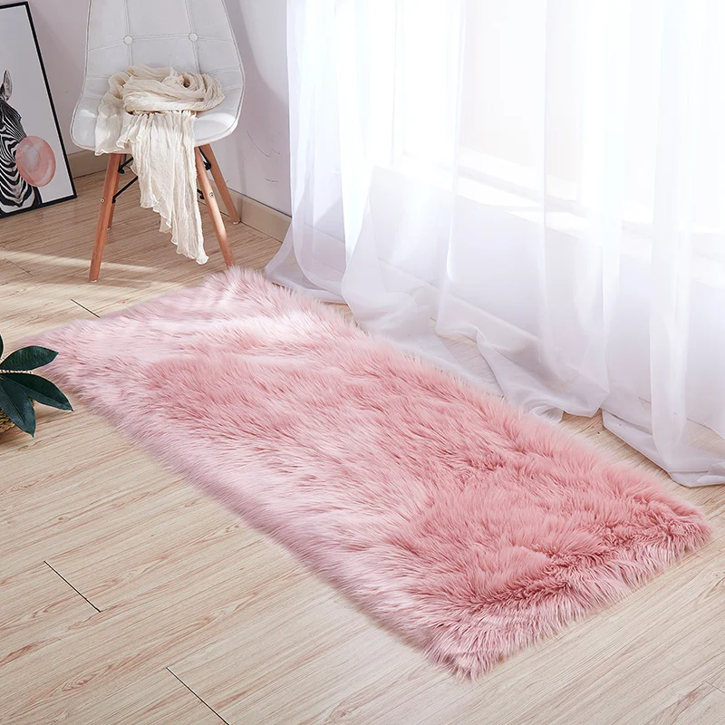 

Pink furry bedside carpet room bay window mat window decoration rug girl cute room carpet sofa coffee table non-slip rug
