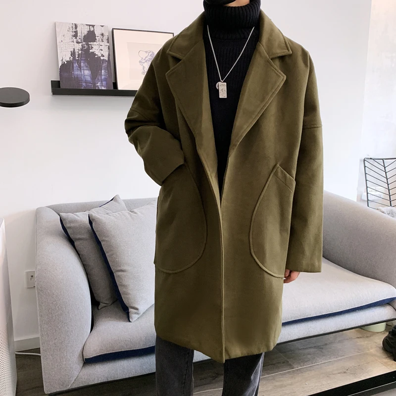 2019 Для Мужчин's кашемировое пальто длинный шерстяной Смеси ветровка для отдыха