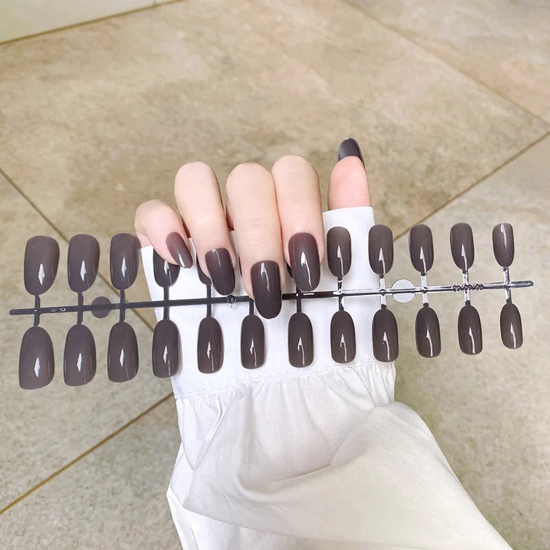 

24pcs Reusable False Nail Med-Length French Oval Artificial Tips Full Cover for Decorated Women DIY Design Press On Nails Art