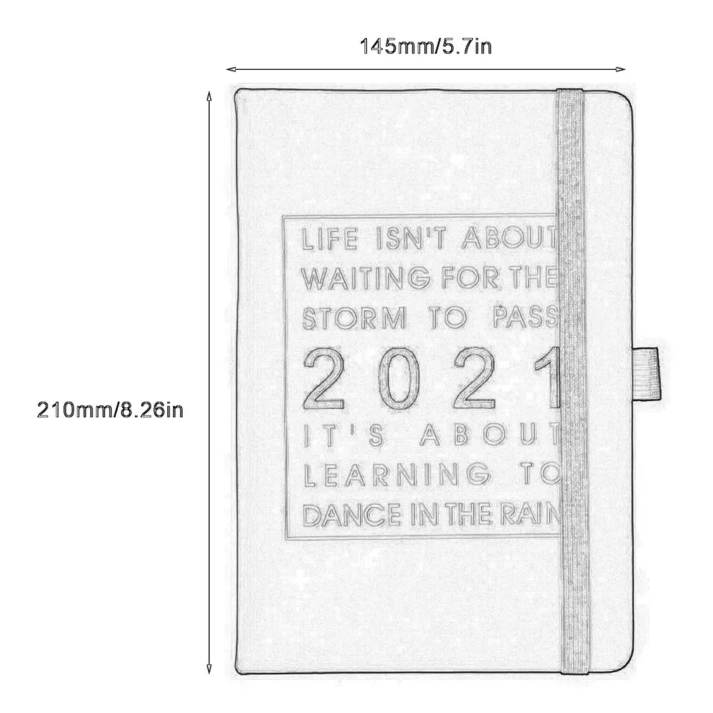 

2021 English Internal Pages Personal Agenda Planner Schedule Notebook Planner Monthly Planner PU Leather Soft Cover