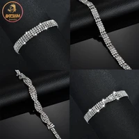 akizoom full of zircon bracelet link chain stainless steel rhinestone for women charm wrist birthday party jewelry gift