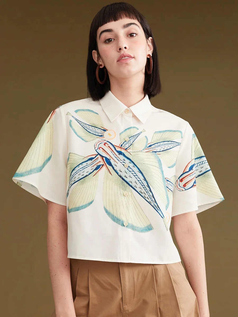

BiutefouOriginal Design 2021 Summer Women Wings Print Short Sleeve Shirt
