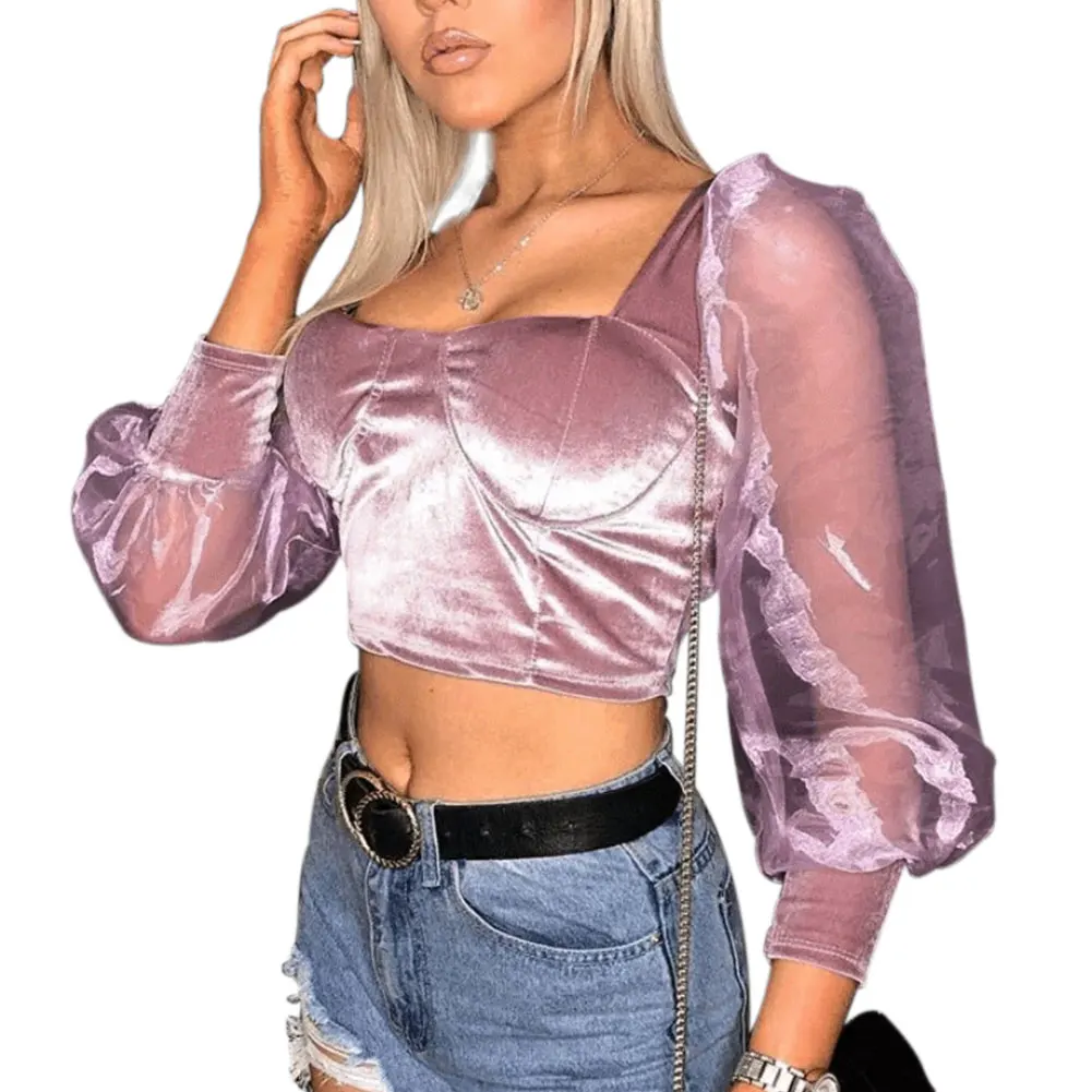 Новейшее поступление сексуальная женская блузка с длинными рукавами пуловер