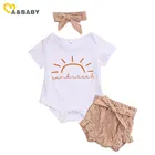 Ma и для маленьких детей; Размеры 0-24M летняя одежда для новорожденных; Для маленьких девочек наряды комбинезон-боди с надписью и бантом шорты в полоску, комплект одежды, одежда для малышей, Детский костюм, костюмы для девочек