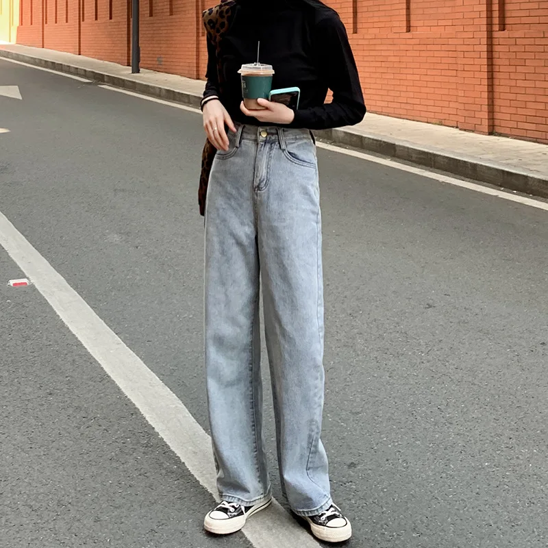 

Wide Leg Pants Fashion Woman Jeans High Waist Jeans Look Thin 2021 Clothes Autumn Casual Women