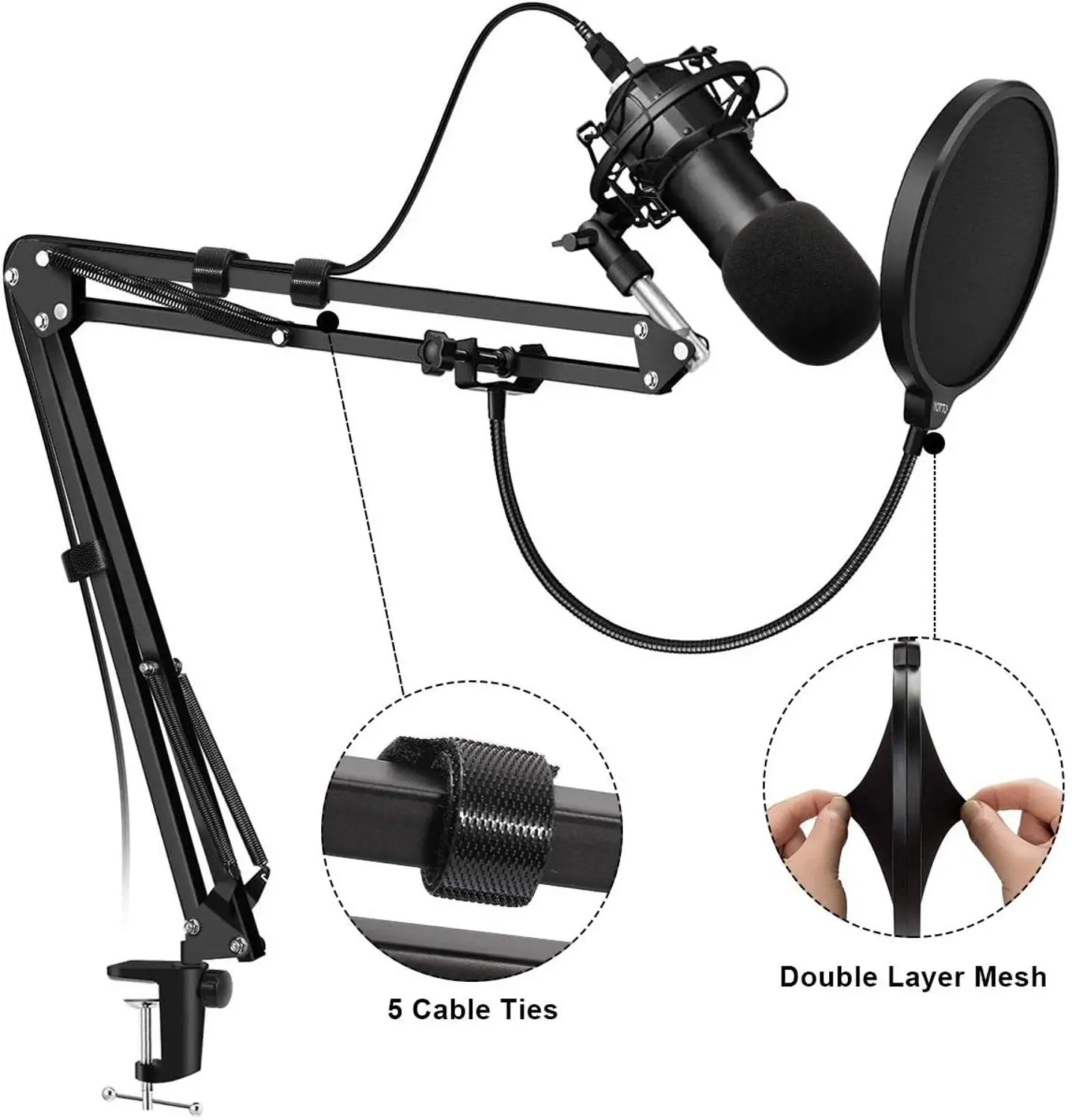 microphone stand mic arm desk adjustable suspension boom scissor for blue yeti snowball other mics for professional streaming free global shipping