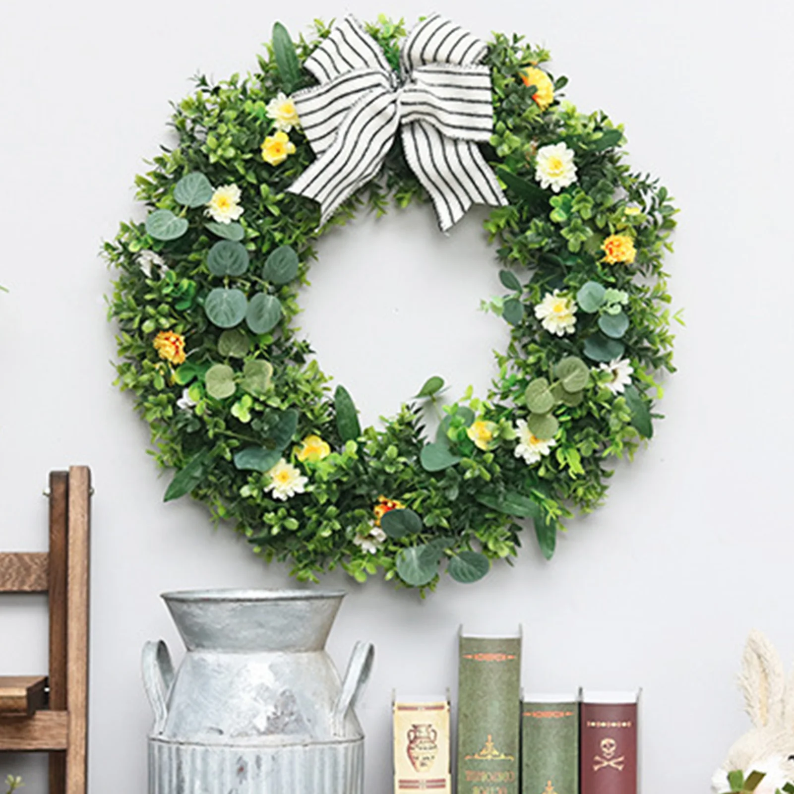 Spring Artificial Wreath For Front Door Wall Decor Beautiful Handcrafted Design Home Decorations Lovely Durable Green Leaf Wreat | Дом и сад