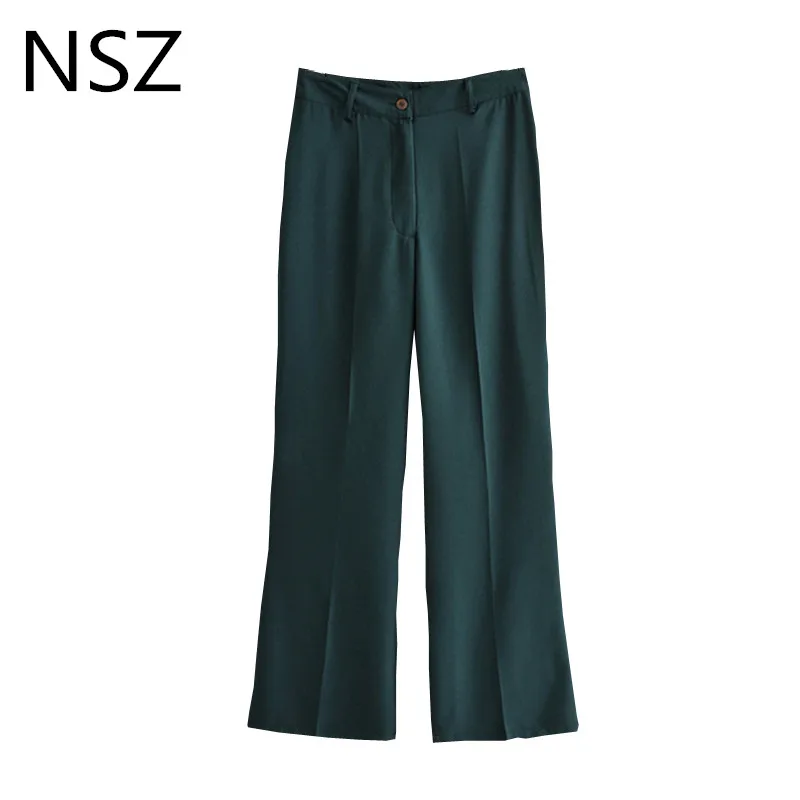 NSZ Женские однотонные элегантные офисные женские брюки с высокой талией Прямые