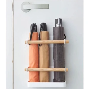 2pcsset nordic style iron wood magnet storage rack wall mounted umbrella stand free global shipping