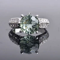 csj green amethyst quartz gemstone classics ring sterling 925 silver round8 0 4ct football cut fine jewelry for women lady gift