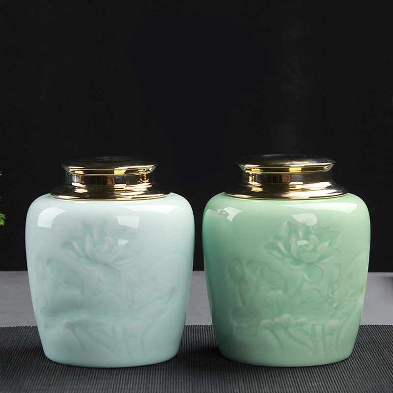 

Tea Canister ceramic pot Tea Caddy Cans Moisture-Proof Coffee Canister Storage Boxes Sweetmeats Candies Cans