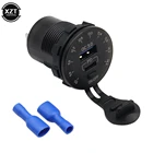 Автомобильное зарядное устройство, водонепроницаемое зарядное устройство 18 Вт Тип C PD, 12 В, быстрая зарядка 3,0, USB SUV, быстрое зарядное устройство светодиодный вольтметром, переключатель питания