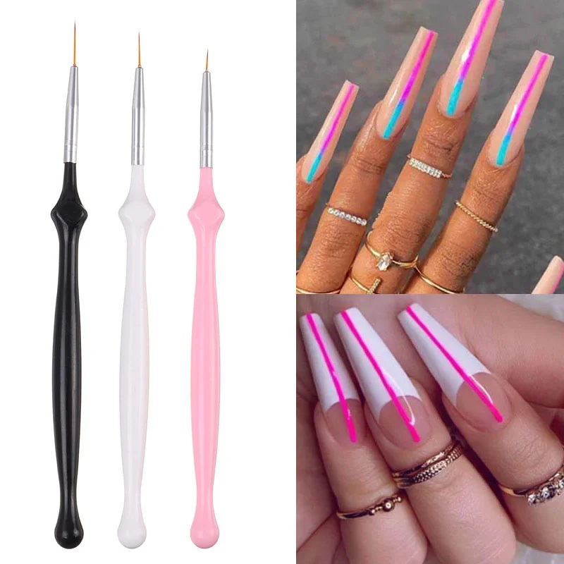 

3Pcs Nail Line Pen 7-11mm Manicure Tool New French Line Brush Painting Pen Nail DIY Grid Stripes Drawing pen UV Gel Nail Art new