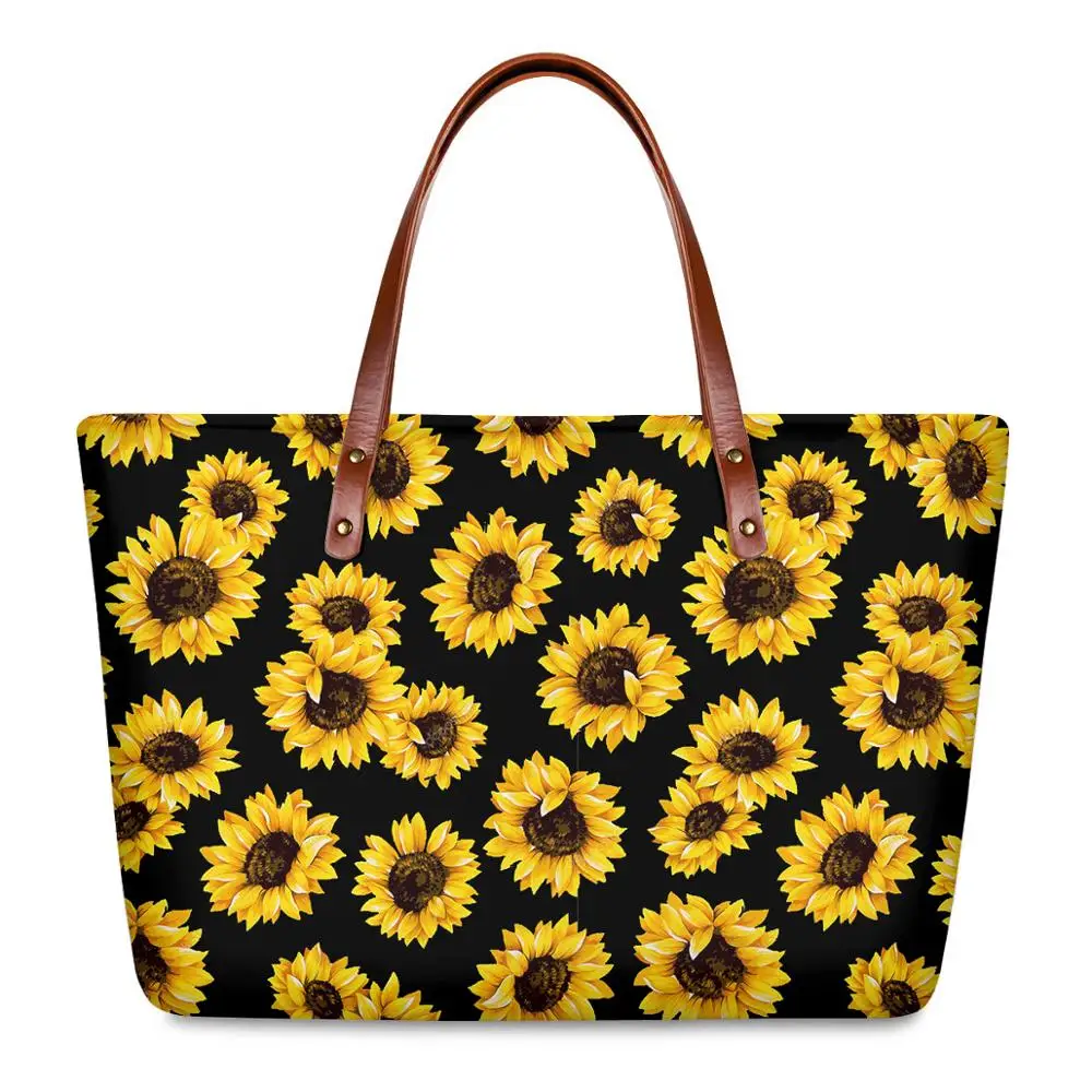 Foruigns Наплечные сумки шопперы для женщин с 3D принтом подсолнуха Женская дорожная
