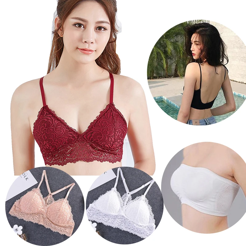 

Fashion Women Sexy Lingerie Seamless French Style Lace Bra Spaghetti Strap Wire Free Push Up Soft Cup Underwear Woman Bralette